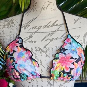 Garage Swim Flower Bikini Top, Size Medium